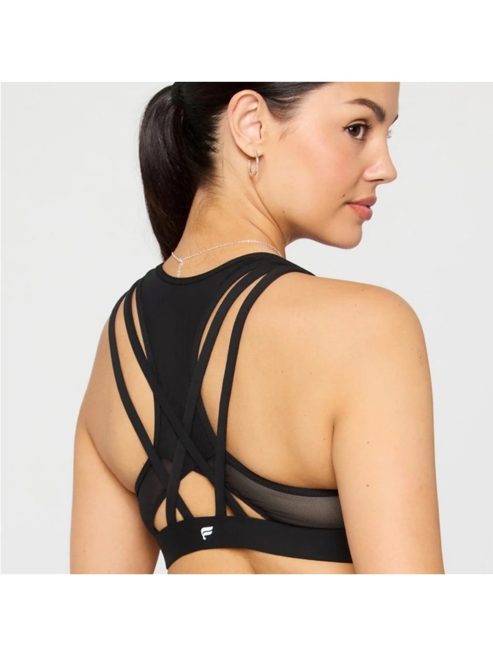 Black Ribbed Racerback Sports Bra -Fabletics - Picture 2 of 3